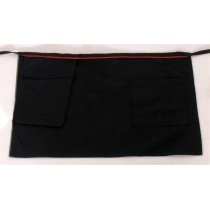 Short waist Black apron with red stripe one pocket & pos sleeve 240gr 65p/35c 35x60cm MARK734