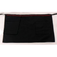 Short waist Black apron with red stripe one pocket & pos sleeve 240gr 65p/35c 35x60cm MARK734