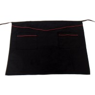 black Long Apron for the waist with Burgundy stripe and pockets 70x70cm MARK746