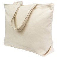 Shop 00307 Τσάντα αγοράς με φερμουάρ & μακριά χερούλια 70% Βαμβάκι 30% Πολυέστερ, 240gsm 55x35εκ 27L.