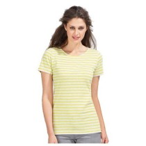 Sol's Miles Women 01399 Women's round neck striped t-shirt. 100% combed Ringspun cotton