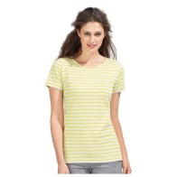 Sol's Miles Women 01399 Women's round neck striped t-shirt. 100% combed Ringspun cotton