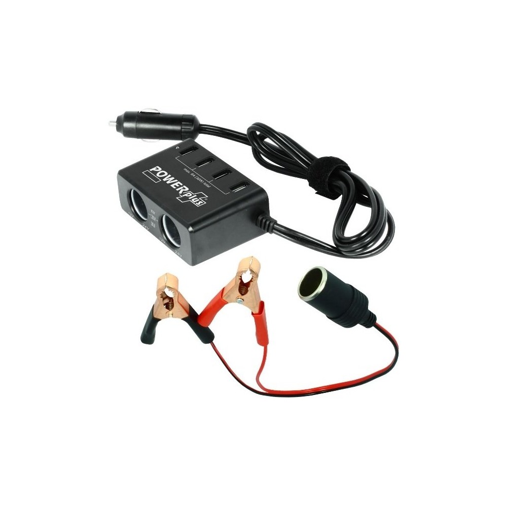 PowerPlus Azor Αξεσουάρ φορτιστών αυτοκινήτου 2 x 12-24V & 4 x USB Έξοδος: DC12-24V, 90W max.&nbsp;USB 5V, 6A (30W) max.