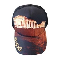 Mesh Souvenir Hat Athens jockey 100% Polyester 5 PANEL CAP Hat Greek