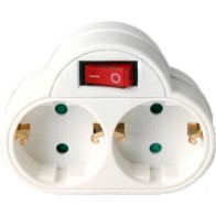 Go Green Double Socket Διπλή Πρίζα σούκο με φωτεινό διακόπτη on-off