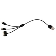 Powerplus USB2 MULTICABLE Καλώδιο 25cm Micro USB, Iphone 4, 5, 6 & Lightning
