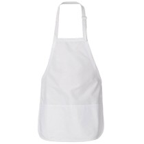 Roster 00965 Short Waitress Apron with Chest, 3 Pockets, Adjustable Waist, Polyester-Cotton, Black/White