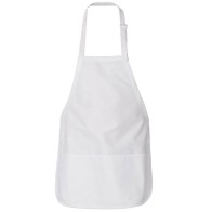 Roster 00965 Short Waitress Apron with Chest, 3 Pockets, Adjustable Waist, Polyester-Cotton, Black/White