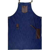 Denim Apron With Cross Tie And Leather Details MARK014