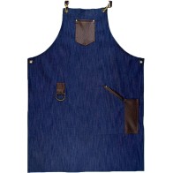 Denim Apron With Cross Tie And Leather Details MARK014