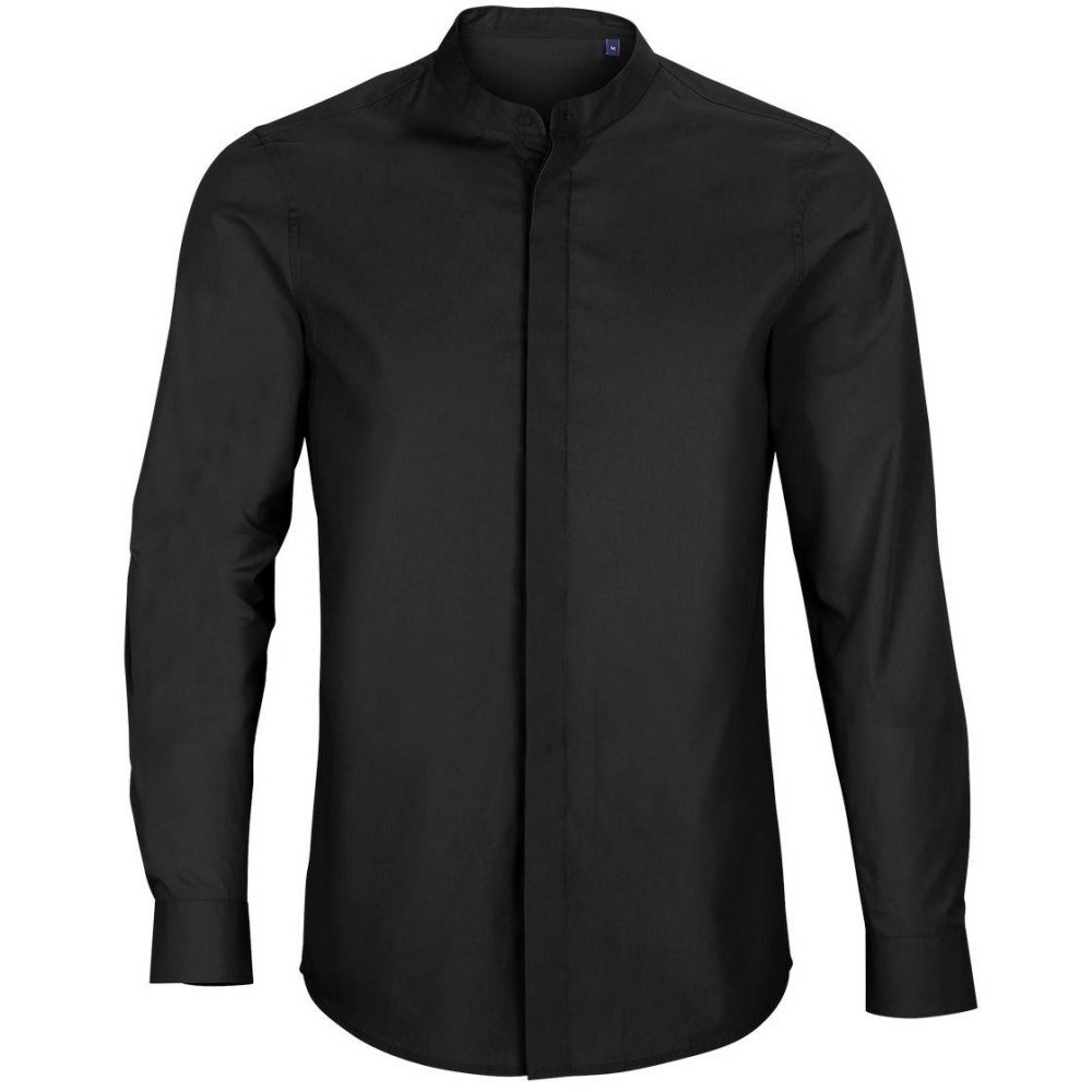 BART MEN 03792 Men's Mao Collar Shirt Poplin 120gsm - 60% Organic cotton
