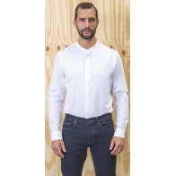 BART MEN 03792 Men's Mao Collar Shirt Poplin 120gsm - 60% Organic cotton