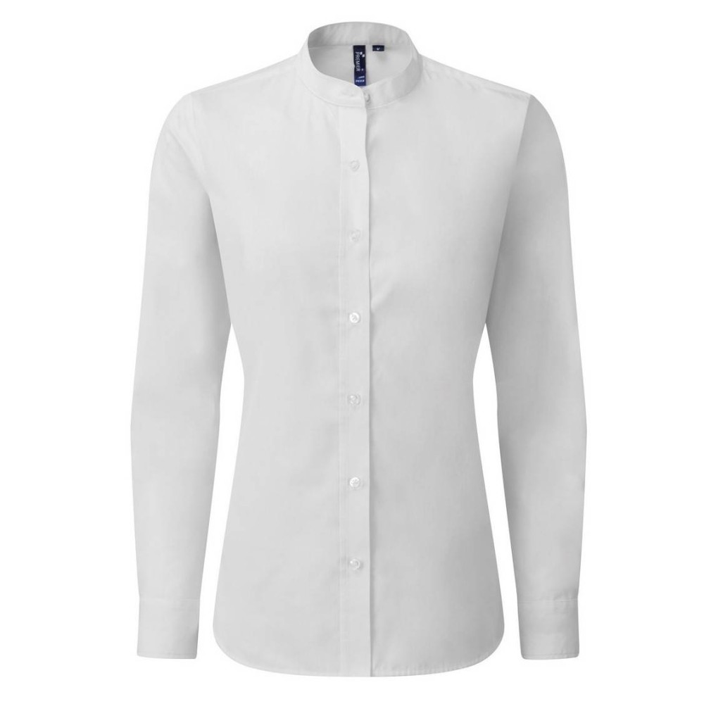 PR358 'GRANDAD' Womens LSL Banded Collar Shirt 65% Polyester - 35% Cotton
