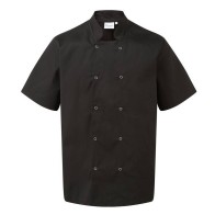 PR664 Short Sleeve Chef's Jacket With Studs 65% Polyester - 35% Cotton Twill