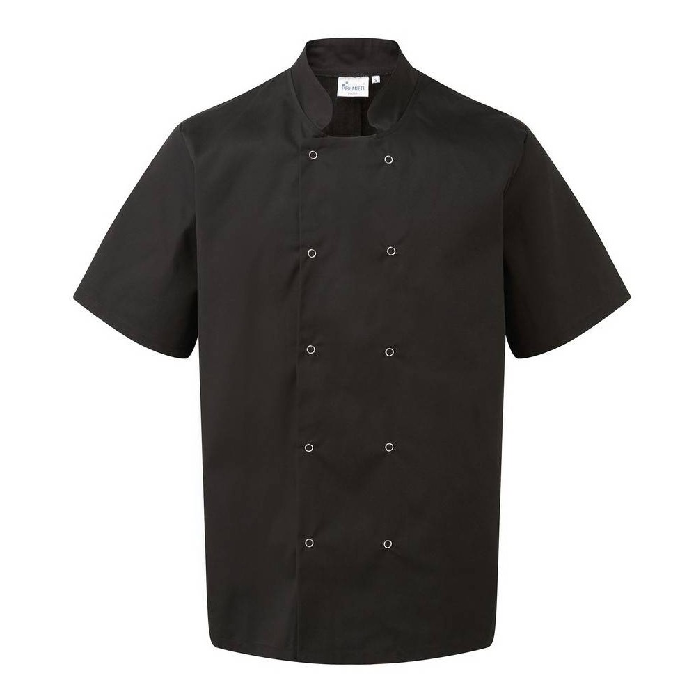 PR664 Short Sleeve Chef's Jacket With Studs 65% Polyester - 35% Cotton Twill