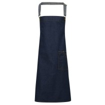 PR134 'DISTRICT' Waxed Look Denim Bib Apron 100% Cotton Denim Twill with Acrylic Coating, 350gsm