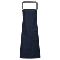 PR134 'DISTRICT' Waxed Look Denim Bib Apron 100% Cotton Denim Twill with Acrylic Coating, 350gsm